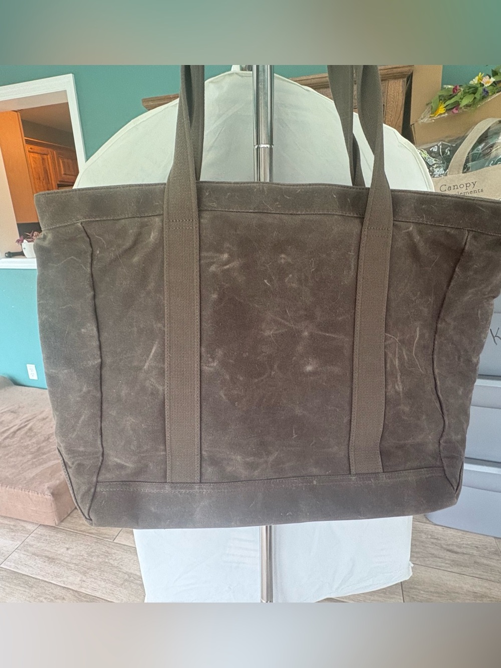 Banana Republic Classic Men's Waxed Canvas Tote Bag in Dark Brown